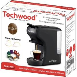 Cafetière Expresso Techwood TCA-196N Multi-Capsules Noir