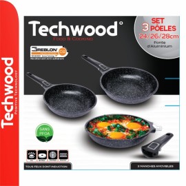 Lot de 3 poêles à frire antiadhésives Techwood Tunisie