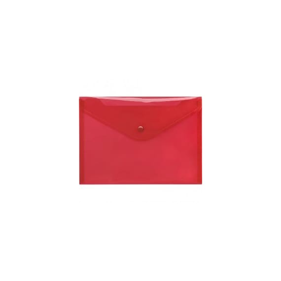 Pochette plastique avec bouton DELI A4 FC transparent Rouge -  E38165