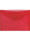 Pochette plastique avec bouton DELI A4 FC transparent Rouge -  E38165