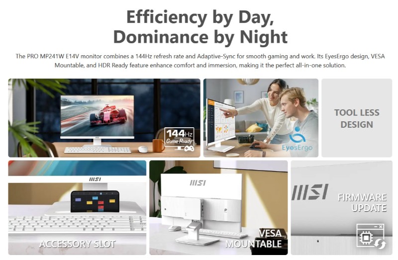 Ecran MSI 144 Hz professionnel design blanc