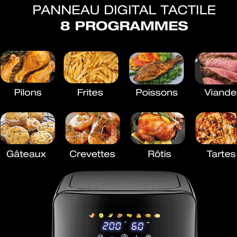 Air fryer électrique Techwood pour cuisson saine familiale 8L