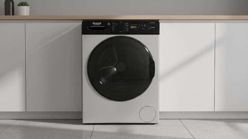 Lave Linge Frontal Inverter BRANDT 12 kg Silver vue frontale