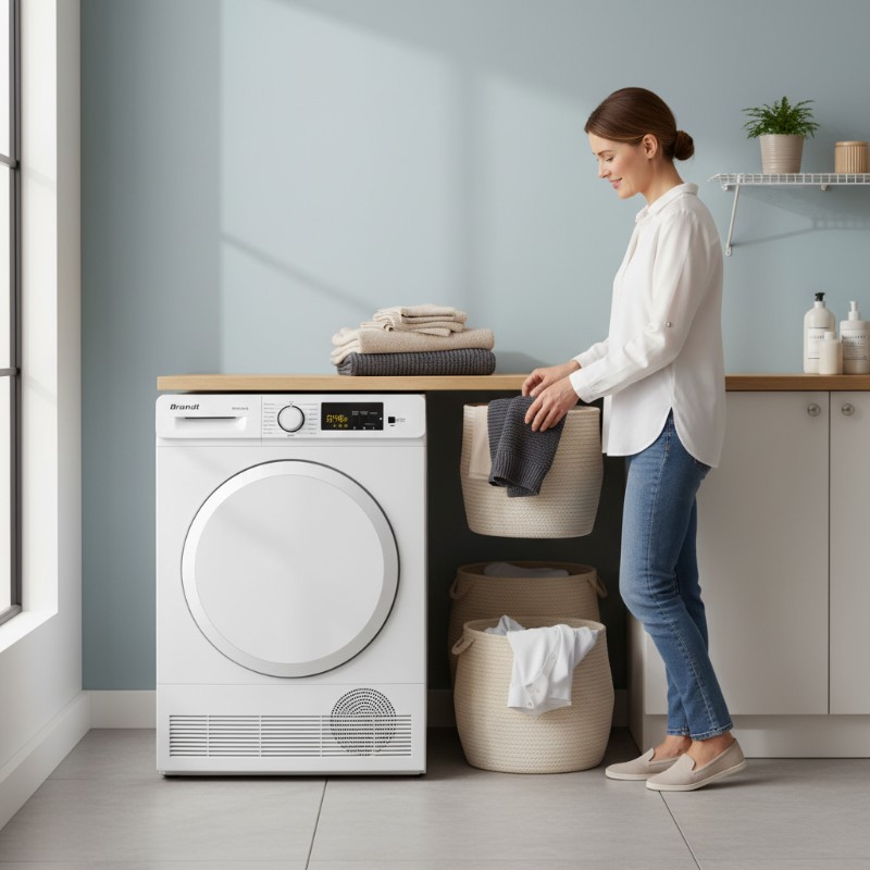 Sèche-linge Brandt grande capacité 10kg blanc automatique