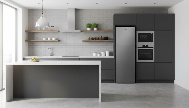 Réfrigérateur Focus F.7045S Silver 439L vue de face