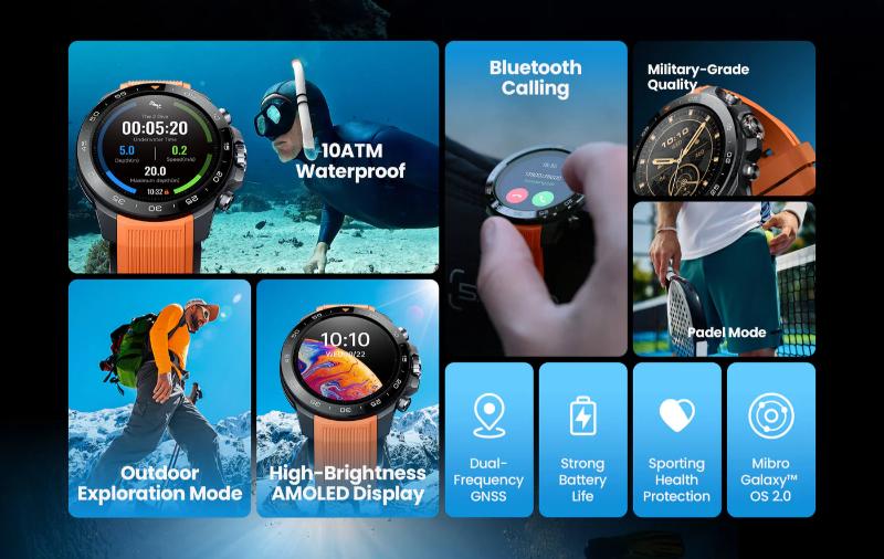 Montre connectée GPS intégré double fréquence L1 L5