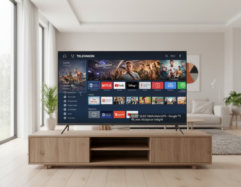 Tv 60" QLED Telefunken G4FN vue frontale design moderne