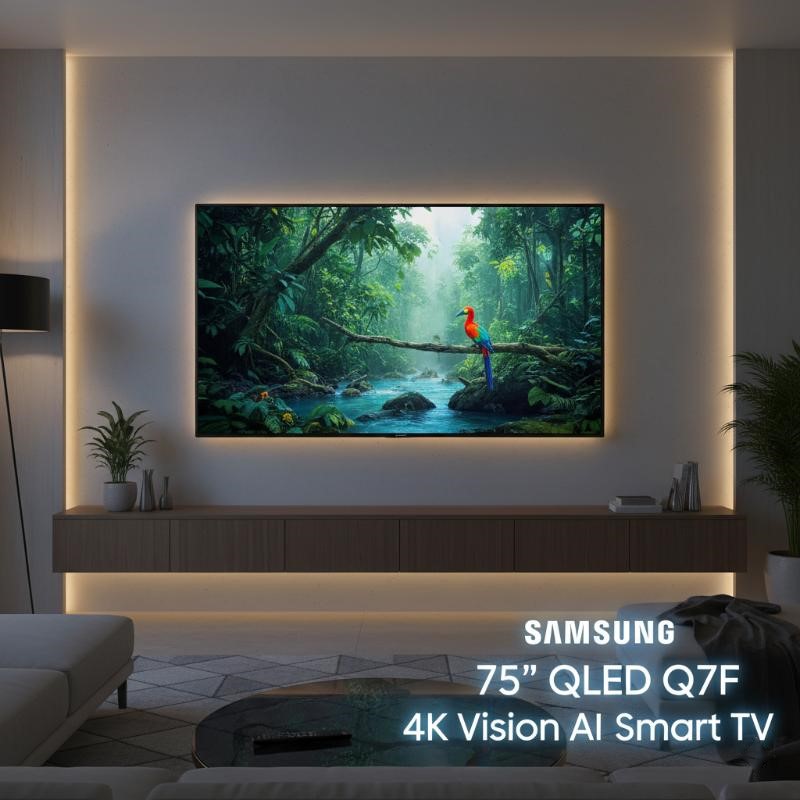 Téléviseur Samsung 75 pouces QLED design moderne élégant