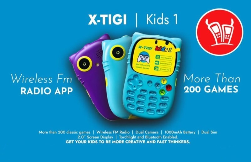 Téléphone Portable X-TIGI 1 kids Rose vue avant et arrière