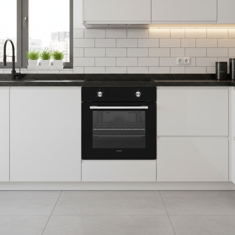 Four électrique Encastrable PREMIUM en verre noir moderne 65L