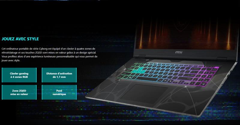 Ordinateur portable gaming MSI écran 15.6 pouces Full HD