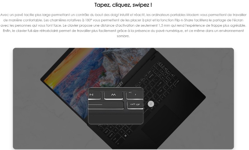 MSI Modern 15 avantages et design compact