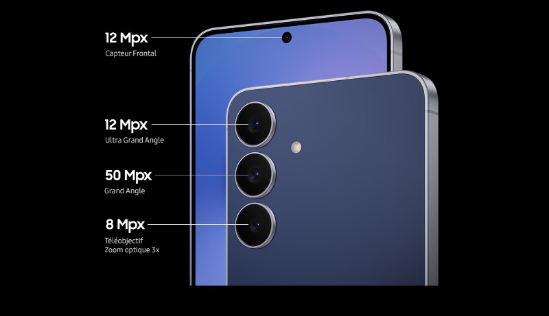 Samsung Galaxy S25 FE Noir avec triple caméra photo 50MP