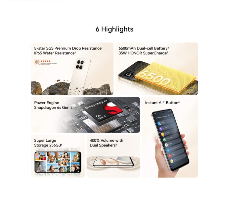 Mobile HONOR X7D 8Go RAM et 256Go stockage performant