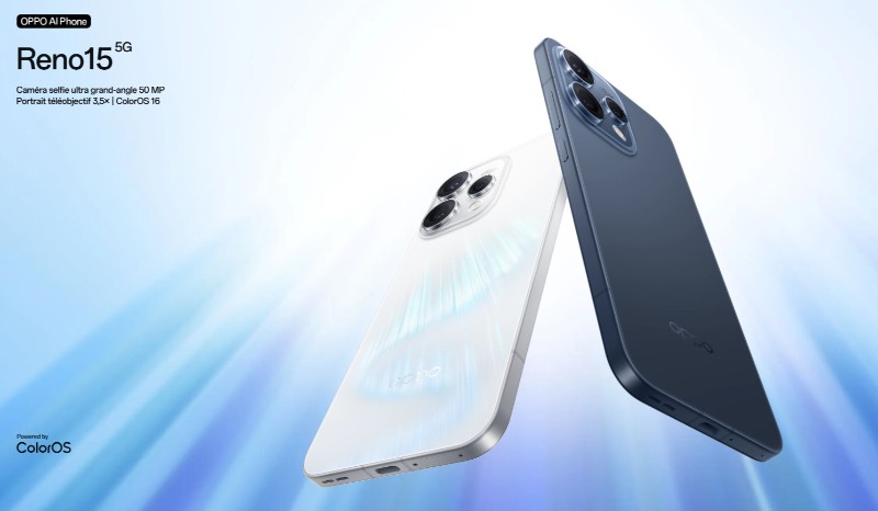 OPPO Reno 15 Prix Tunisie - 5G Bleu Crépuscule design premium