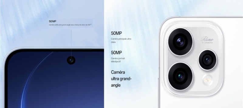 OPPO Reno 15 5G caméra avant 50 Mpx selfies haute qualité