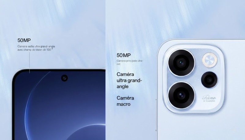 Téléphone OPPO Reno 15F appareil photo 50MP frontal
