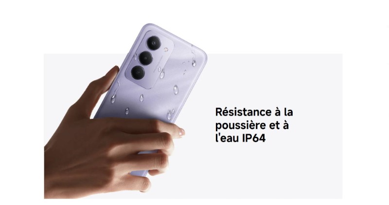 Smartphone Redmi 15 design IP64 et capteur d’empreinte latéral en Tunisie