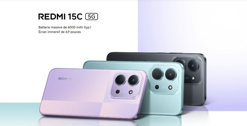 Redmi 15C prix Tunisie - 5G écran large AMOLED noir