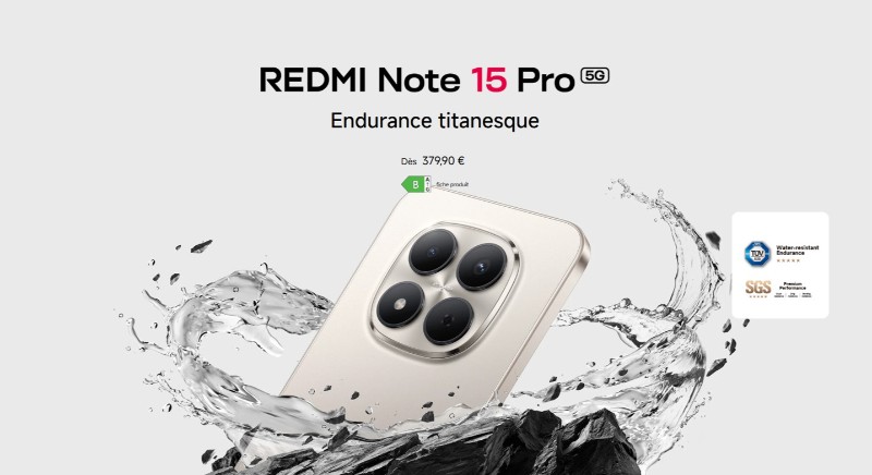 Redmi Note 15 Pro Tunisie - 5G Noir design élégant vue arrière