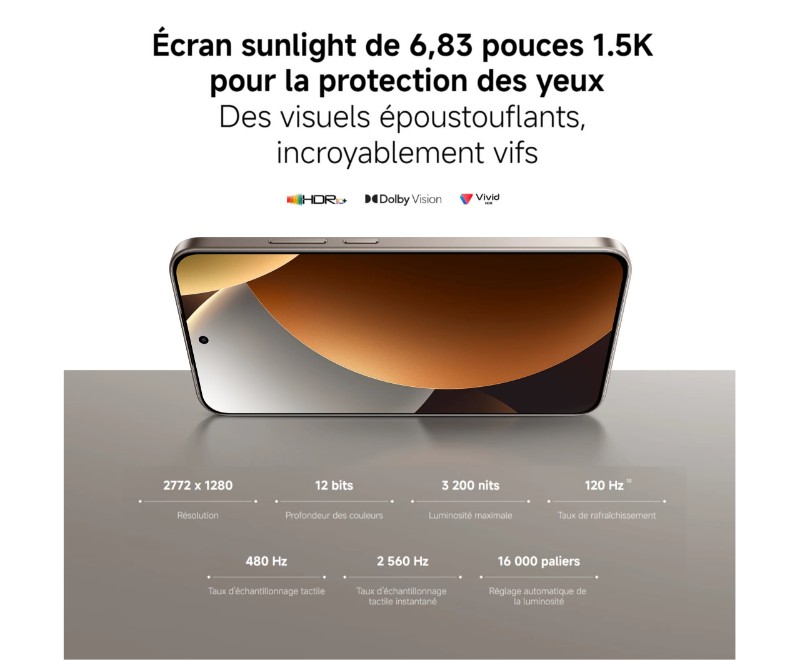 Smartphone Redmi Note 15 Pro Plus écran AMOLED 6,83 pouces