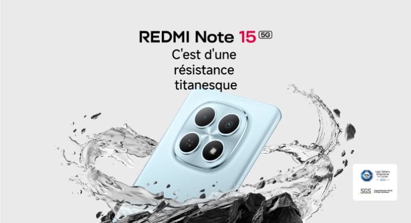 Redmi Note 15 5G Prix Tunisie - écran large AMOLED noir