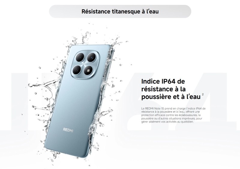 Redmi Note 15 dernier modèle avec IP64